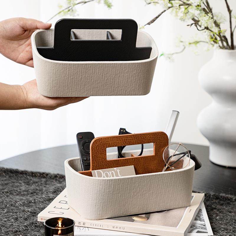 覆古风手提遥控器收纳盒皮革储物篮客厅茶几卧室床头柜桌面整理盒,收纳整理,桌面收纳盒,淘宝优惠券,粉丝福利购,淘宝优惠卷