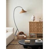 法式 侘寂风藤编草帽落地灯客厅沙发旁覆古氛围灯设计感立式 书房灯