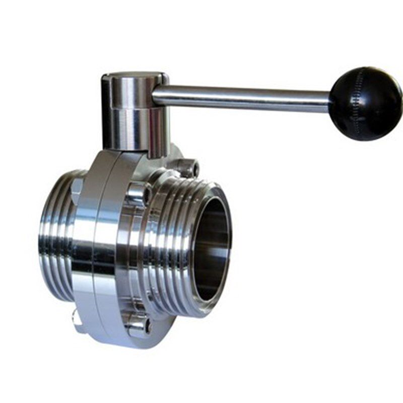 304不锈钢外螺纹蝶阀手动卫生级SMS圆螺纹蝶阀 活接蝶阀38 51