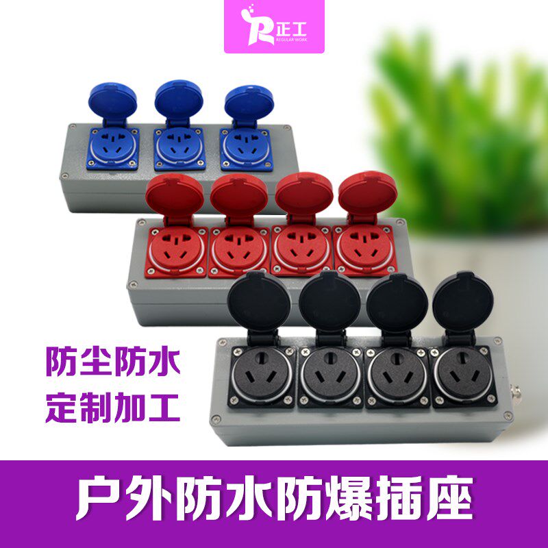户外10A16A国标防水插座三孔五孔220v电源充电防爆插座防雨面板盒