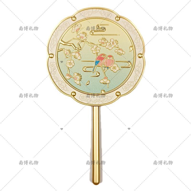 南博陈之佛寒月双栖手v柄化妆镜金属手持南京博物院文创