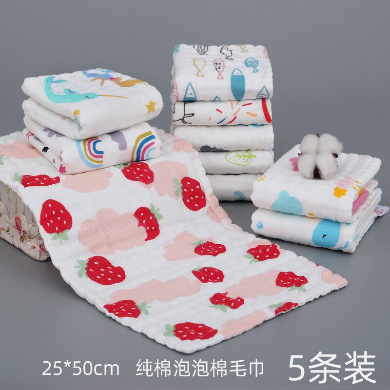 六层棉小毛巾6纱k布儿童洗脸面巾高密泡泡婴儿柔软吸水长方形A类