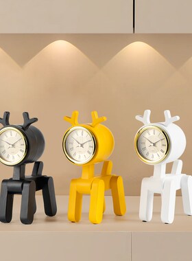 现代简约座钟摆件儿童房样板房书房办公桌面钟表小众高级感装饰品