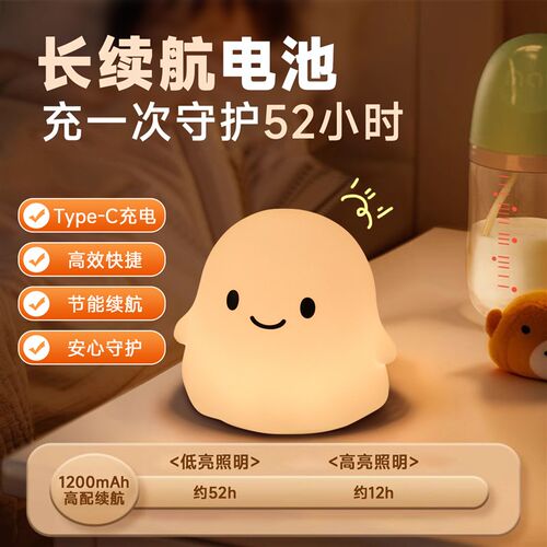 小幽灵小夜灯智能语音控制卧室睡眠灯捏捏拍拍灯睡眠感应婴儿哺乳
