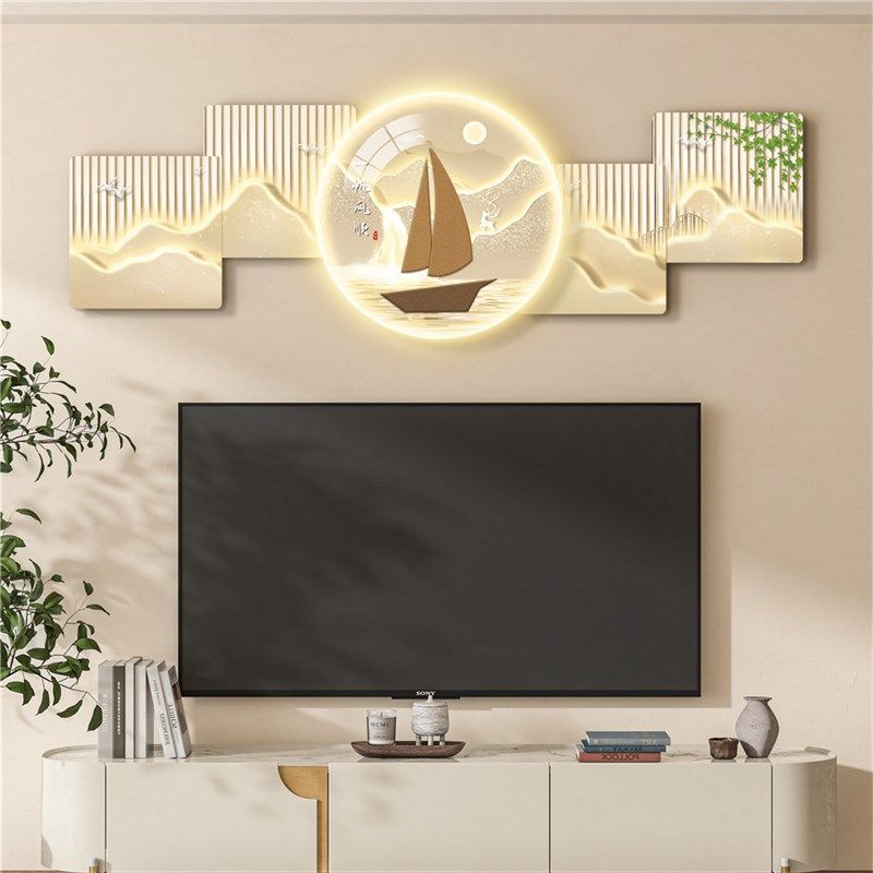 电视背景墙装饰画2025年新款客厅电视机上方挂画高级感Led壁灯画