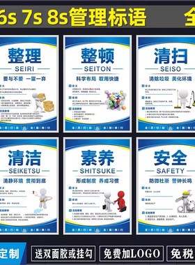 6S管理标语5S/7S/8S/9S/10S企业文化宣传海报车间仓库展板挂图标