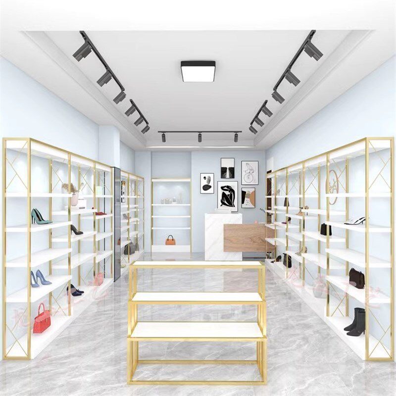鞋店鞋架童鞋店展示架商场带灯筒灯货架J童鞋店装修效果图包包货