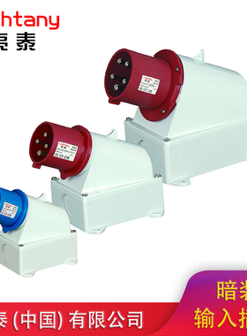 明装输入工业插头插座 16Ao 32A 63A 220V 380V 3 4 5P针芯 IP44