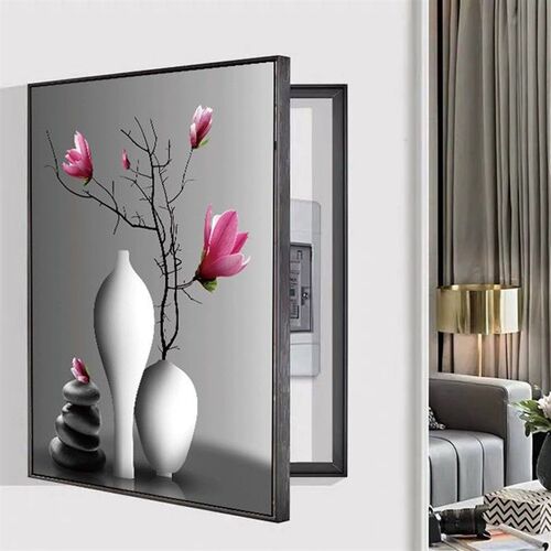 侧开电表箱装g饰画竖版简约现代打孔客厅电闸盒壁画配电箱遮挡挂