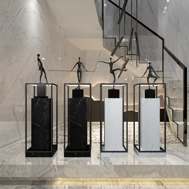 售楼处摆件酒店大堂大型落地雕塑石墩摆台大理石底座带灯展示柜,家居饰品,装饰摆件,淘宝优惠券,粉丝福利购,淘宝优惠卷