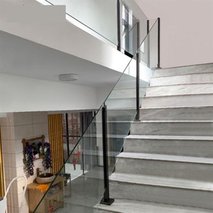 不锈钢栏杆立柱阳台钢化玻璃护栏楼梯扶手商场工程定制玻璃栏板