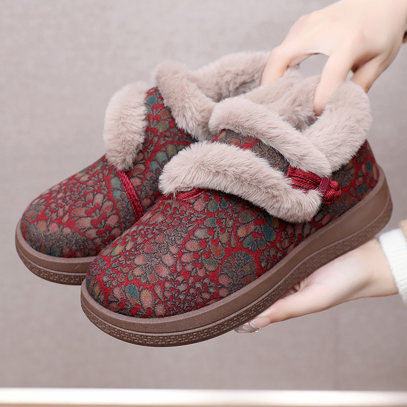 民族风棉鞋老北京布鞋加绒加厚靴