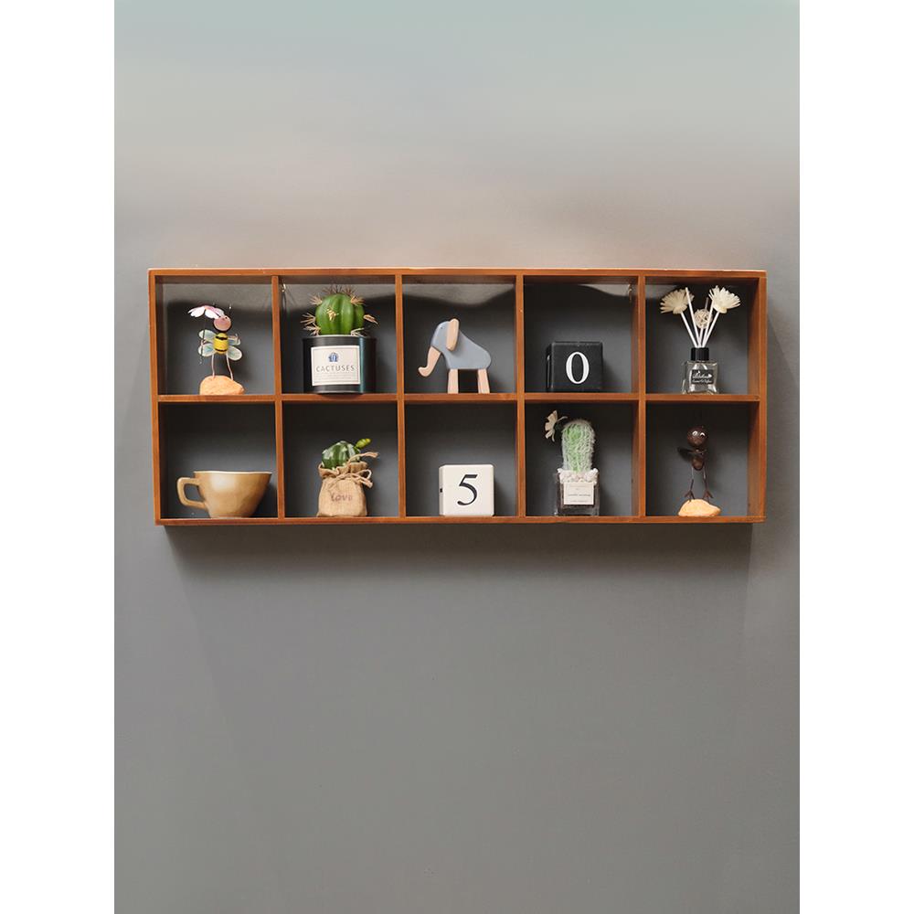 实木复古壁饰收纳格子展示柜可悬挂木架墙面装饰挂饰墙上置物架