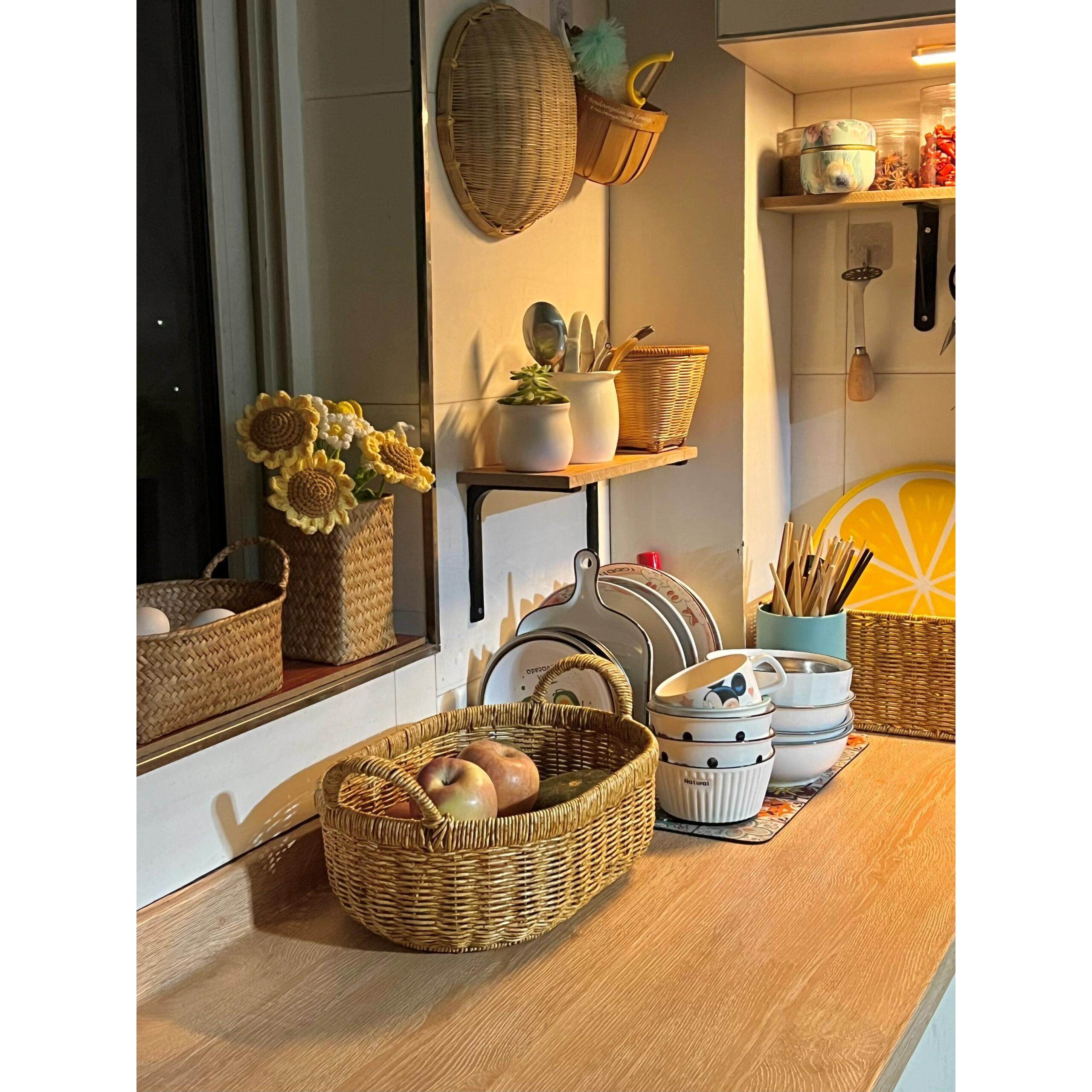 【厨房收纳好物】编织收纳筐仿藤编收纳篮厨房蔬菜水果鸡蛋桌面用,收纳整理,其他收纳篮,淘宝优惠券,粉丝福利购,淘宝优惠卷