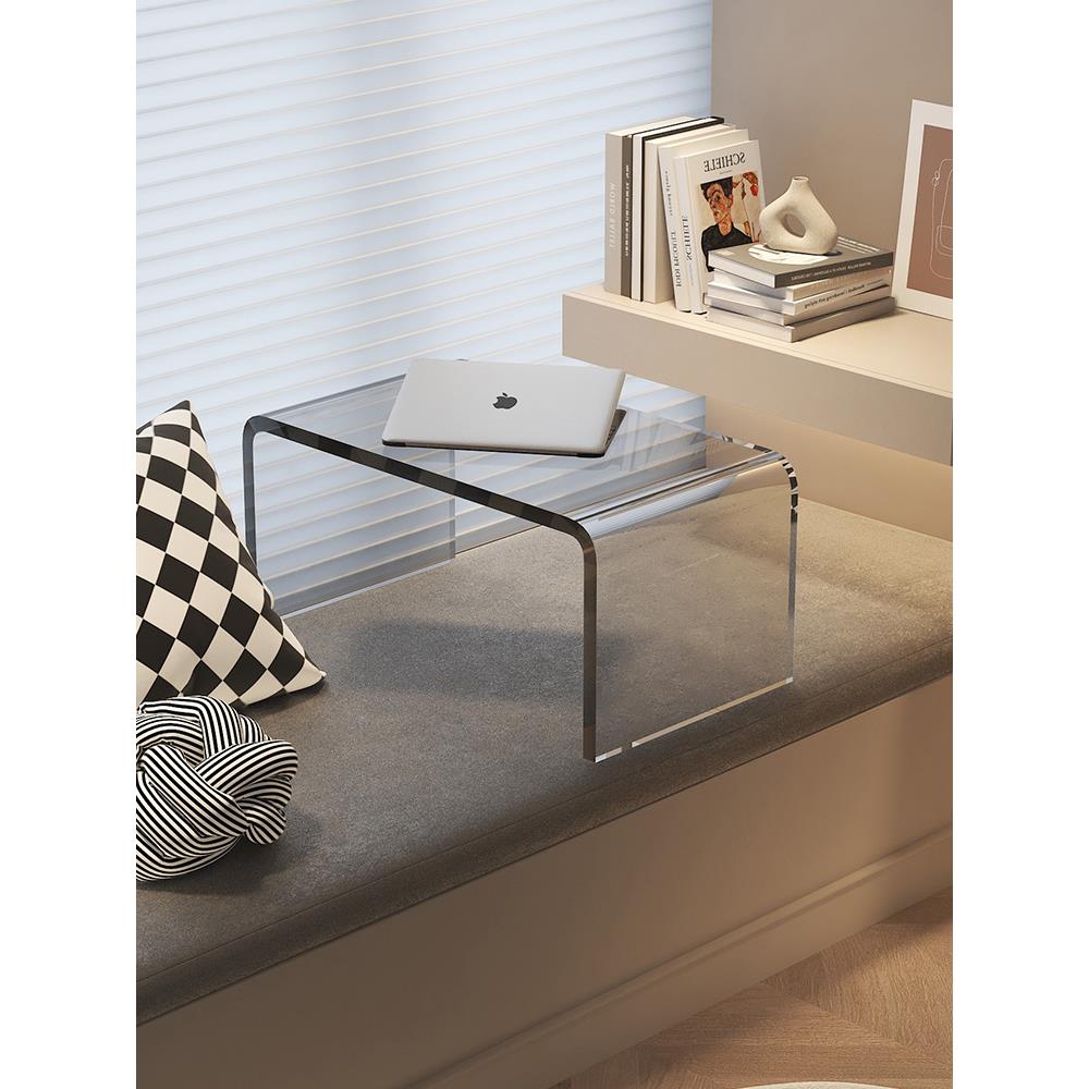 网红亚克力透明飘窗茶几简约榻榻米矮桌卧室窗台床上小桌子家用