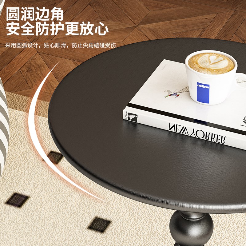 美式沙发边几轻奢复古中古小圆桌阳台小茶几小户型客厅角几床头柜