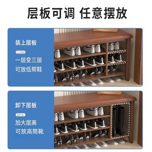 架多层软包 全实木换鞋 凳家用门口换鞋 柜可坐凳一体穿鞋 凳入户门鞋