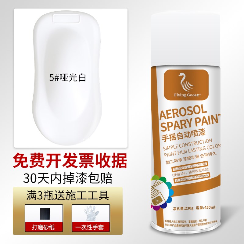 亮光白色油漆金属漆墙面户外汽车家具木门翻新修补防锈防水自喷漆