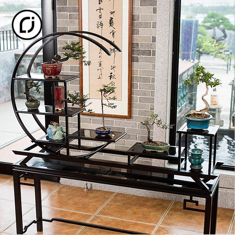花架子客厅花几室内简约植物架阳台绿植架铝合金新中式桌面摆件
