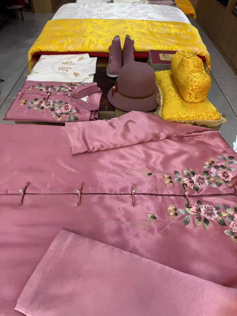 【添寿服】高档真丝苏绣寿衣女七件套老人冲喜寿服百年服全套配齐