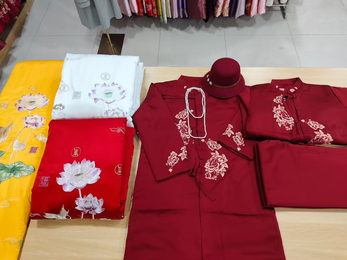 高档女款寿服系带款真丝刺绣七件套送老衣冲喜增寿百年服全套配齐