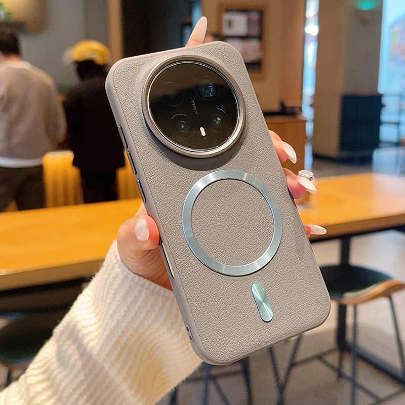 新款磁吸素皮适用荣耀Magic8手机壳荣耀Magic8Pro镜头大孔防摔保护套荣耀Magic8RSR保时捷简约奢华真皮纹外壳