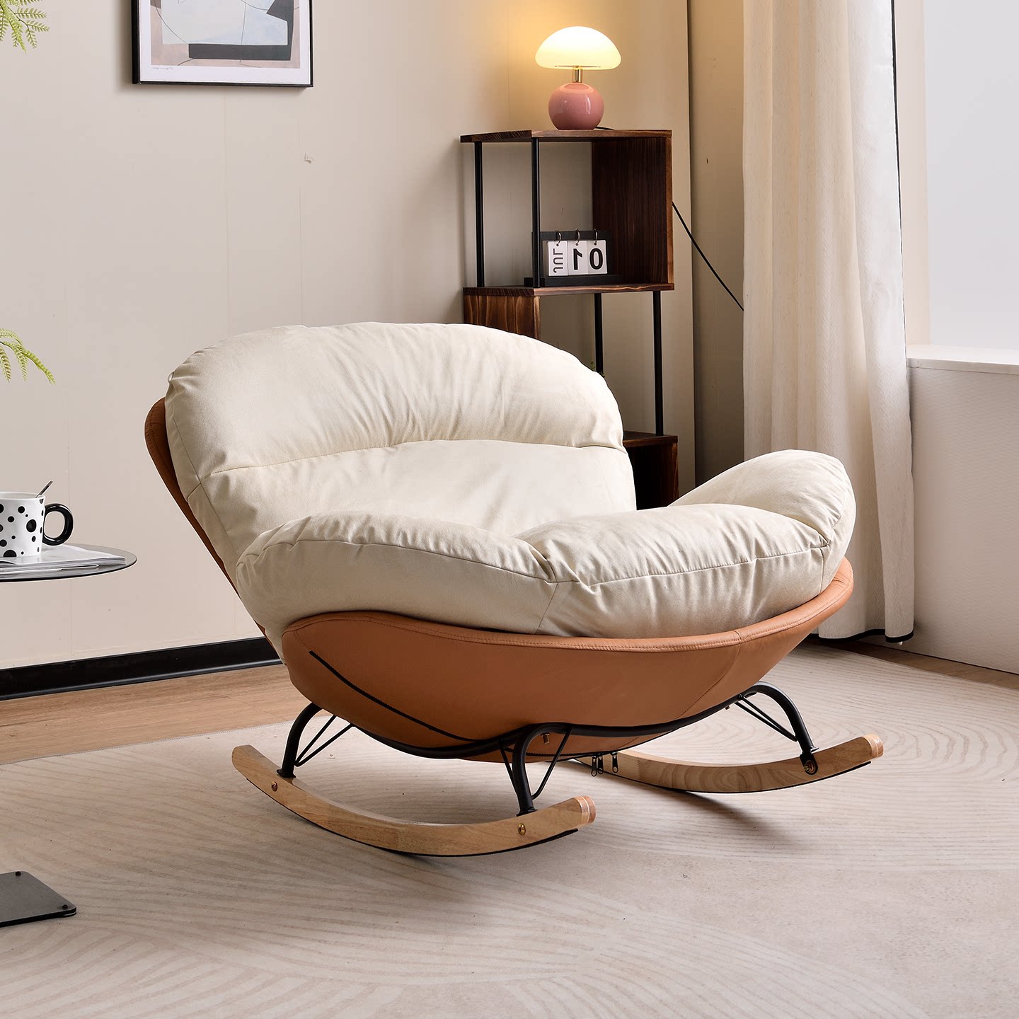懒人沙发简约蛋壳摇椅躺椅阳台家用可躺可睡休闲椅大人卧室摇摇椅