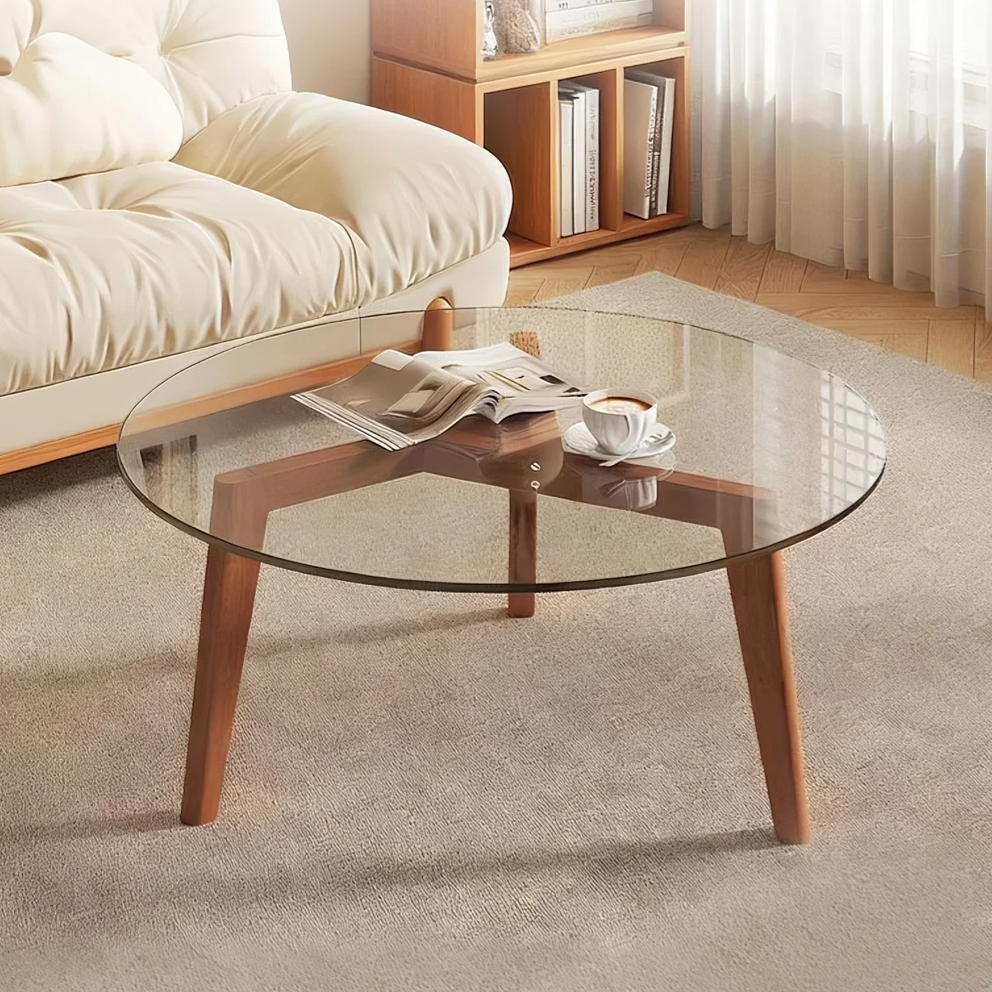 小户型茶几桌子边款钢化玻璃简约几轻透明设计师小圆形奢现代客厅