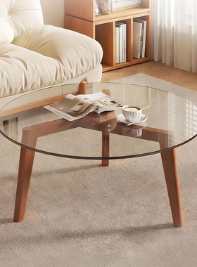 小户型茶几桌子边款钢化玻璃简约几轻透明设计师小圆形奢现代客厅
