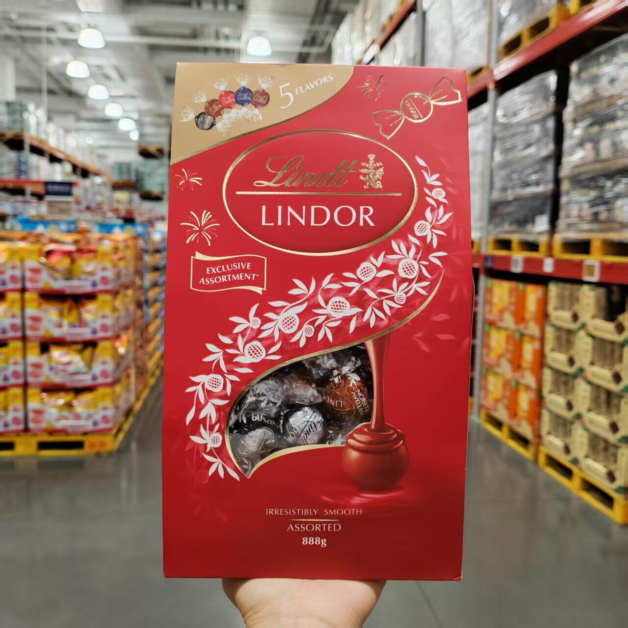 山姆代购Lindt瑞士莲软心臻选巧克力888g分享装5种口味幼滑软心