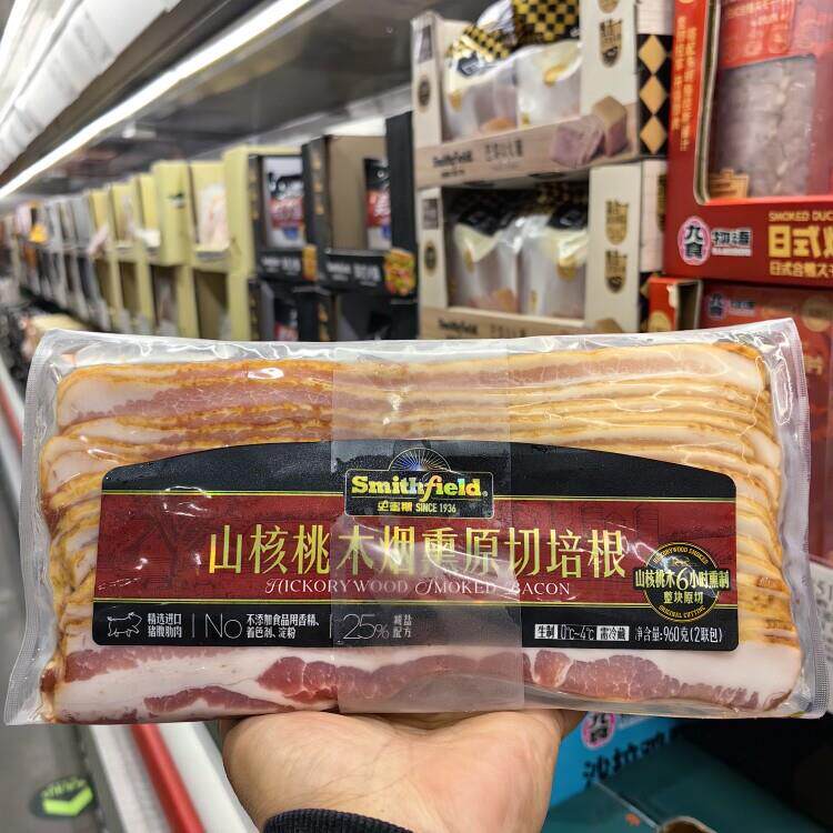 开市客SMITHFIELD山核桃木烟熏生培根切片960g生制配方原切培根片