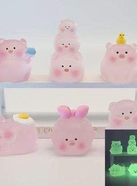 夜光天使磨砂小肥猪装饰摆件