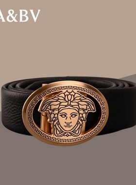 GA&BV男士皮带时尚真皮腰带潮男头层牛皮新款休闲自动扣裤带青年