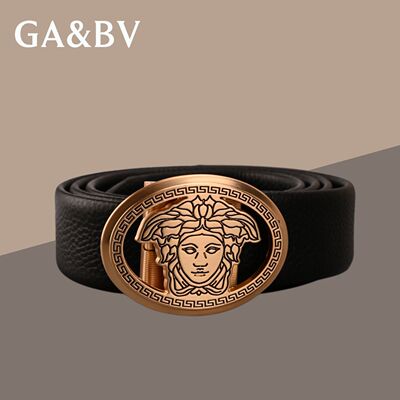 时尚美杜莎金色皮带真皮个性腰带
