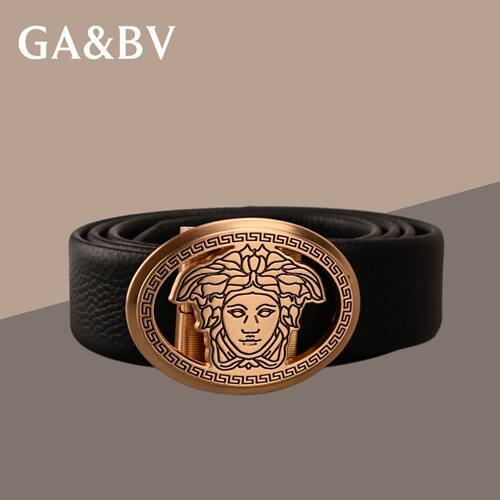 时尚美杜莎金色皮带真皮个性腰带