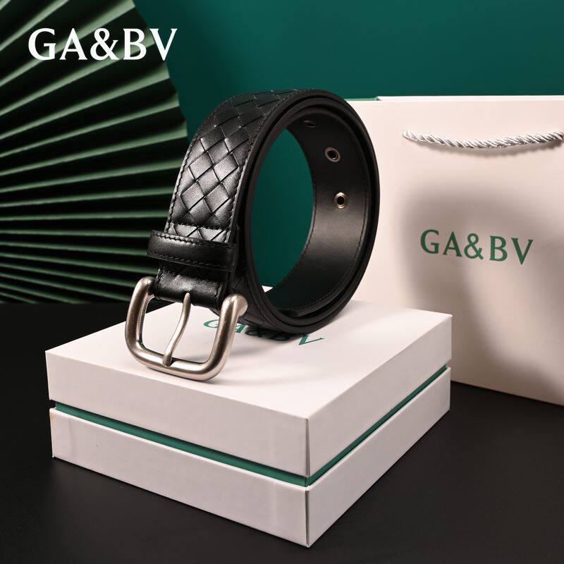 GA&BV男士皮带男款真皮编织腰带正品官方旗舰店2025新款休闲裤带