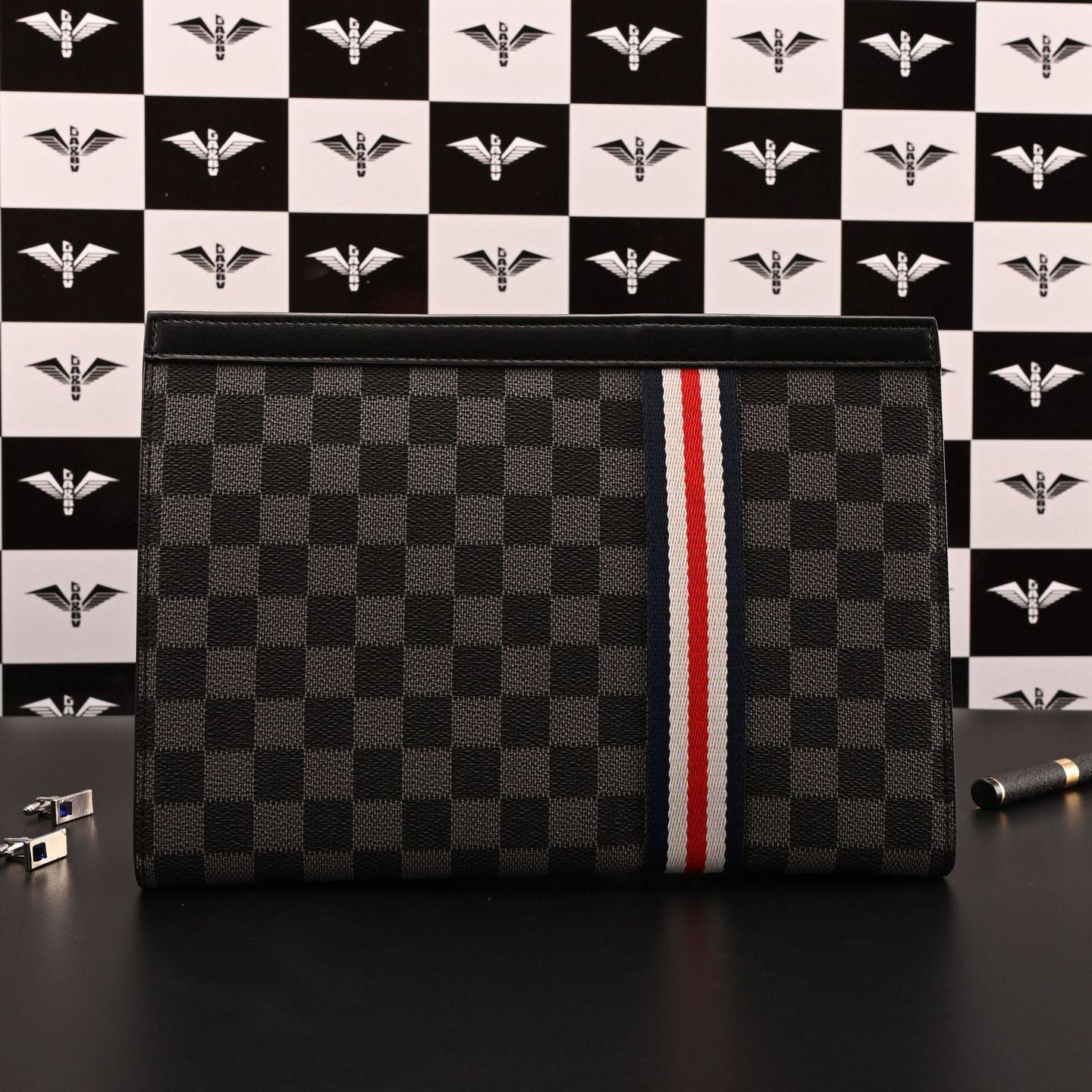 GA&BV官方旗舰店手拿包男士手包格子男款包包休闲大容量手抓包潮