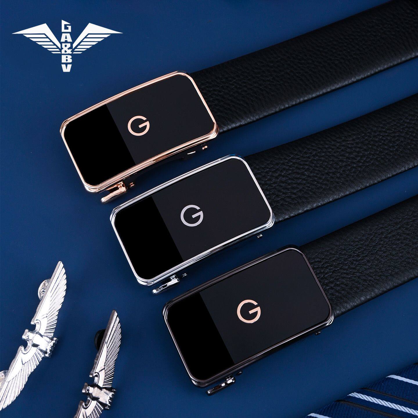 GA&BV皮带男士真牛皮带内扣官方旗舰店腰带内穿式自动扣男款裤带