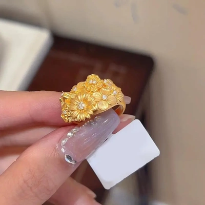 爆款繁花锦簇雏菊戒古法复古宫廷风点钻精致气质时尚指环