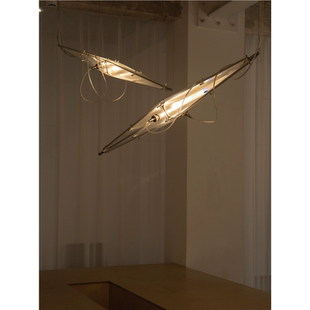 餐厅灯现代简约设计师款工业风挑空loft楼梯客厅创意艺术玻璃吊灯