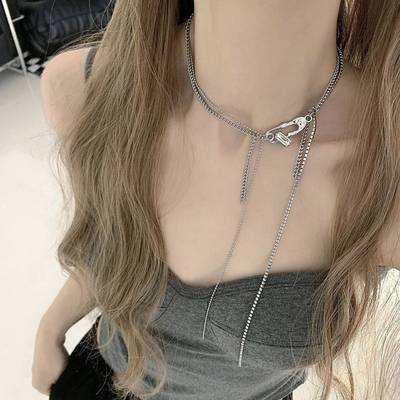 CINCIN原创设计感别针亮钻流苏项炼高级感小众炼条时髦百搭锁骨炼