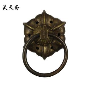 昊天斋新中式古典仿古门环铜拉手大木门六角门钹纯铜扣环把手