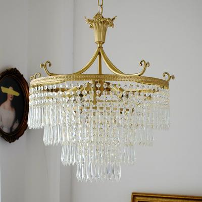 全铜法式轻奢创意屋檐水晶灯日式客厅卧室别墅法式衣帽间欧式