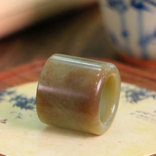 新疆且末和田玉糖色玉籽料扳指戒指三彩一物一证天然玉石收藏级