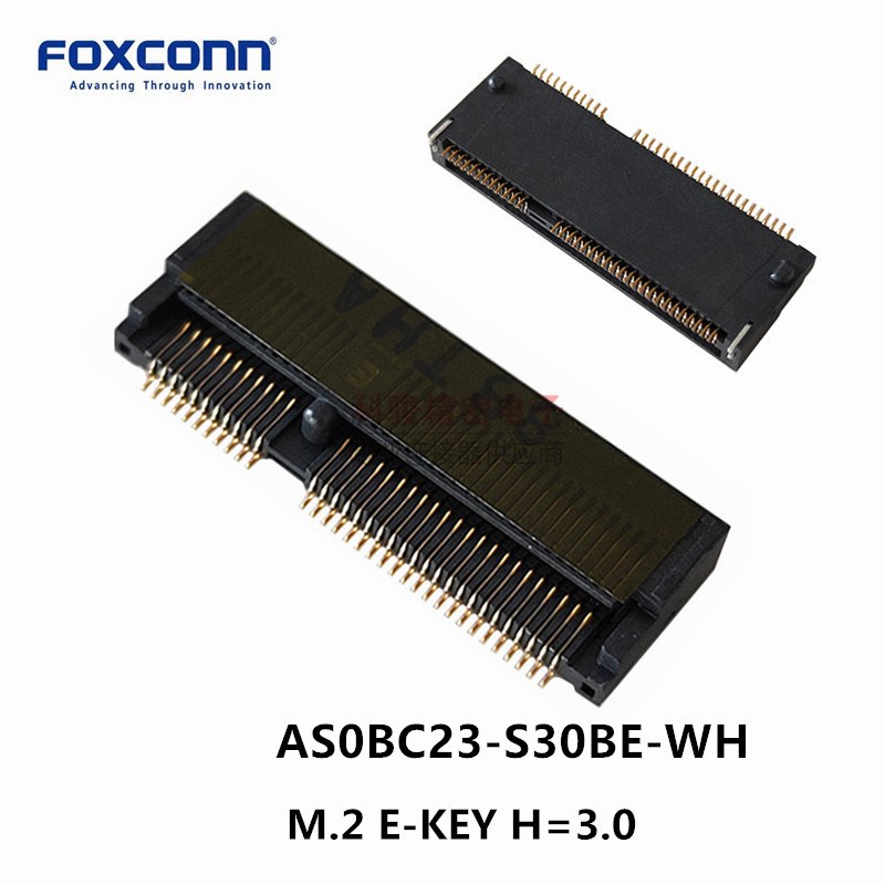 Foxconn富士康NGFF M.2 E-KEY H=3.0镀30U 金AS0BC23-S30BE-7H