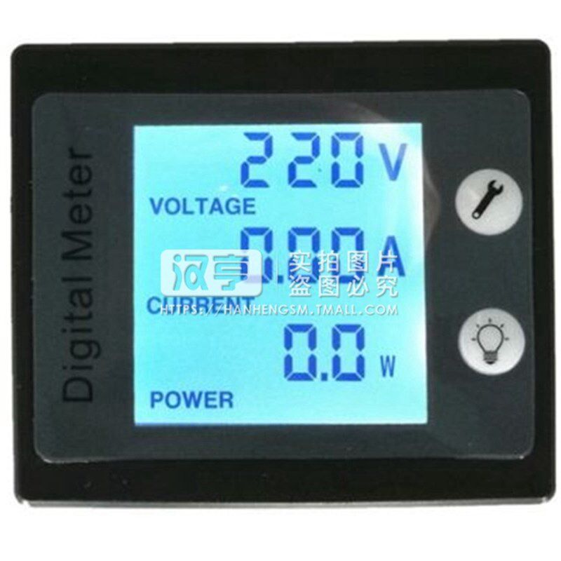 LCD数字数显电源电力检测AC交流110V220V 100A电流电压表头功率表