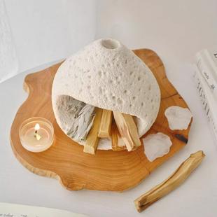 跨境秘鲁圣木燃烧支架托盘手工香熏炉跨境水泥ins风饰品白鼠尾草