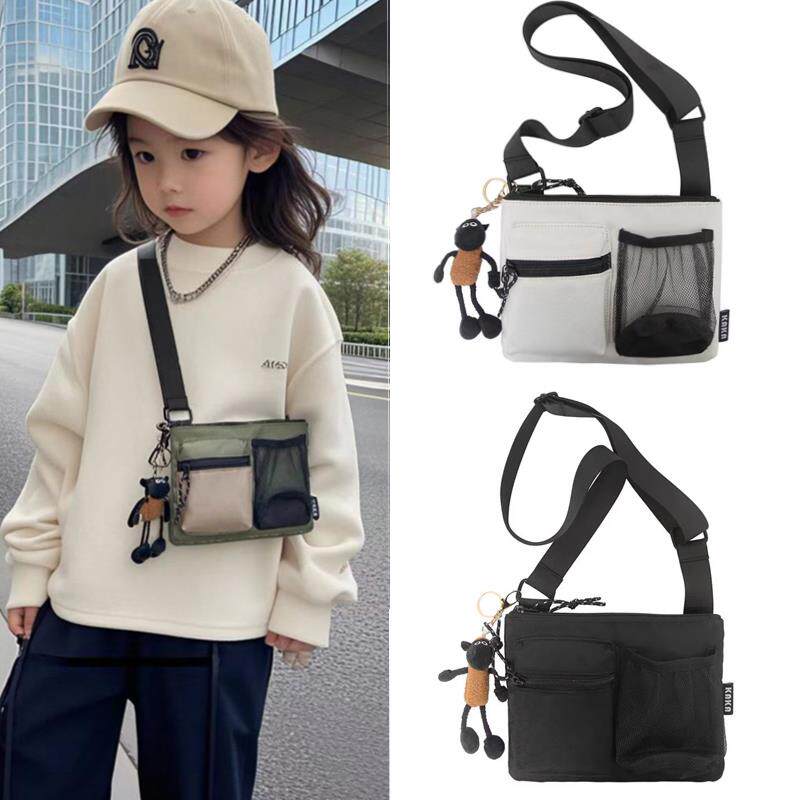 儿童包包男童轻便日系潮牌工装单肩包百搭防水斜挎包男孩帅气胸包