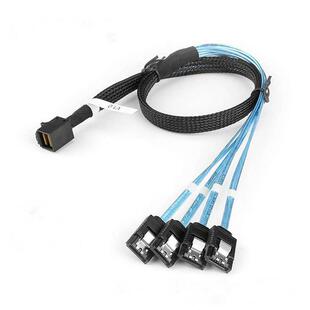 全新12Gb/S MINI SAS线SFF-8643转4SATA一拖四阵列卡长1米数据线