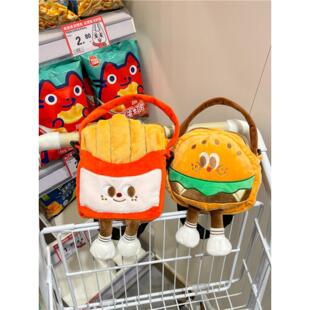 可爱的薯条汉堡儿童包女婴多才多艺的小男孩斜挎包英俊的创意手袋